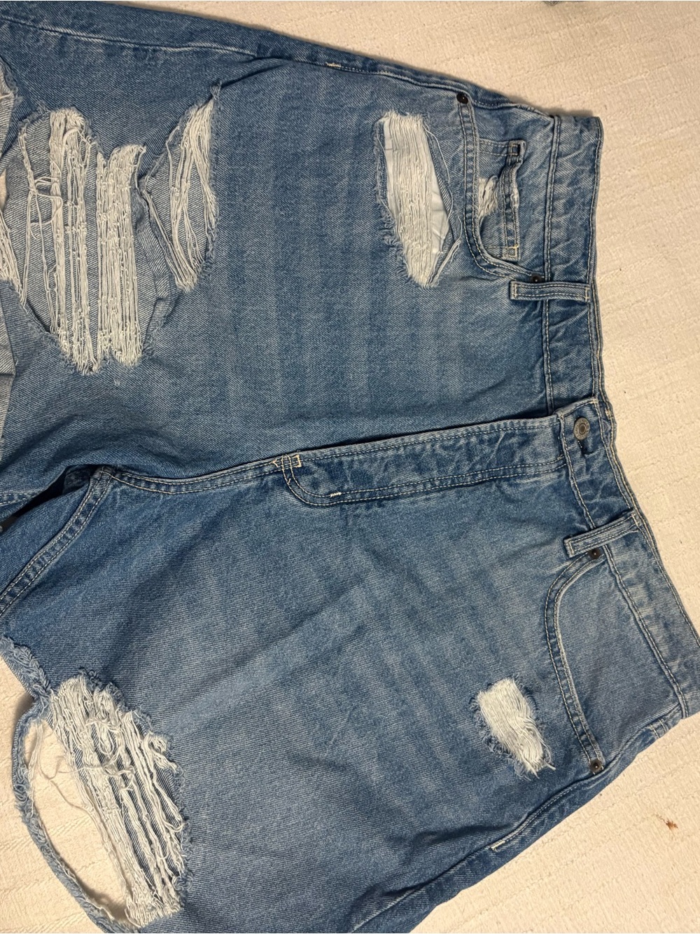 SHEIN Blue Ripped Denim Shorts